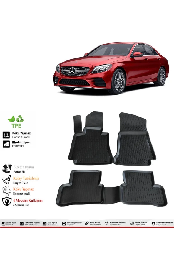 İzoref Mercedes C Serisi W205 2018 Model 4D Havuzlu Paspas ürün görseli