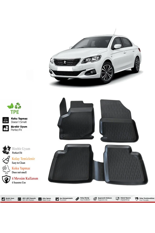 İzoref Peugeot 301 2019 Model 4D Havuzlu Paspas ürün görseli