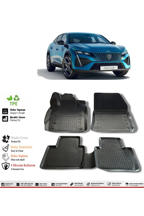 İzoref Peugeot 408 2023 Model 4D Havuzlu Paspas ürün görseli