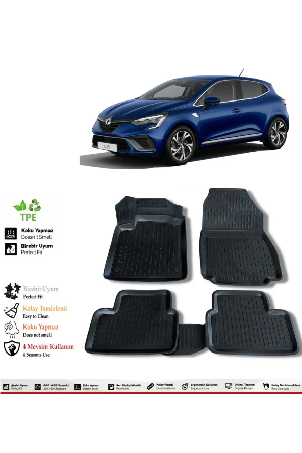 İzoref Renault Clio 5 2024 Model 4D Havuzlu Paspas ürün görseli