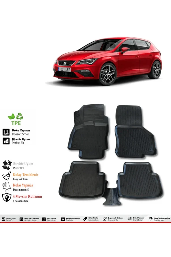 İzoref Seat Leon 2016 Model 4D Havuzlu Paspas ürün görseli 1