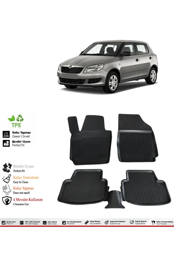 İzoref Skoda Fabia 2012 Model 4D Havuzlu Paspas ürün görseli