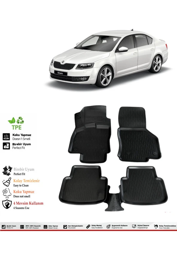 İzoref Skoda Octavia 2020 Model 4D Havuzlu Paspas ürün görseli