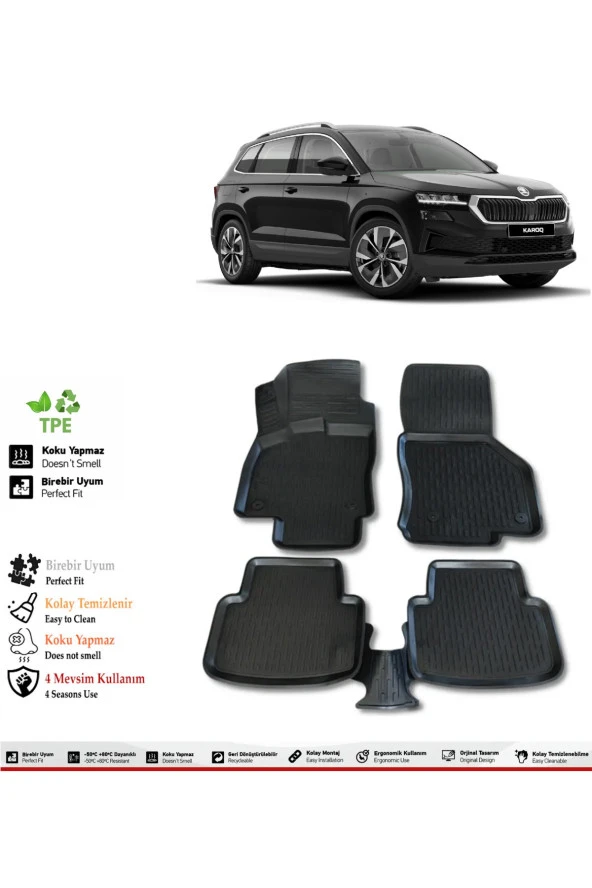 İzoref Skoda Karoq 2019 Model 4D Havuzlu Paspas