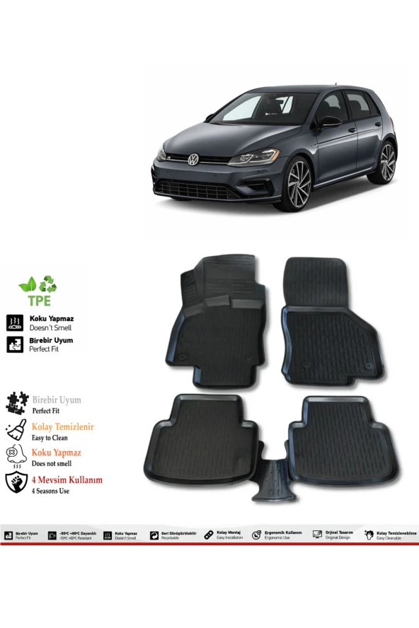 İzoref Volkswagen Golf 7 2015 Model 4D Havuzlu Paspas ürün görseli