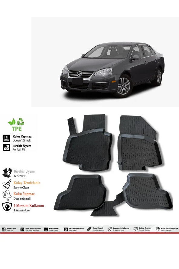 İzoref Volkswagen Jetta 2005 Model 4D Havuzlu Paspas