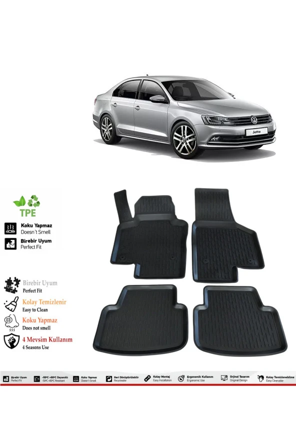 İzoref Volkswagen Jetta 2017 Model 4D Havuzlu Paspas ürün görseli