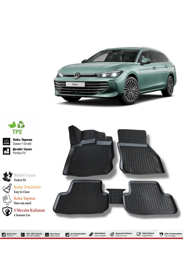 İzoref Volkswagen Passat B9 2026 Model 4D Havuzlu Paspas