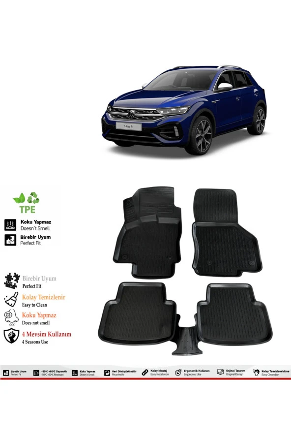 İzoref Volkswagen T-roc 2023 Model 4D Havuzlu Paspas - 1