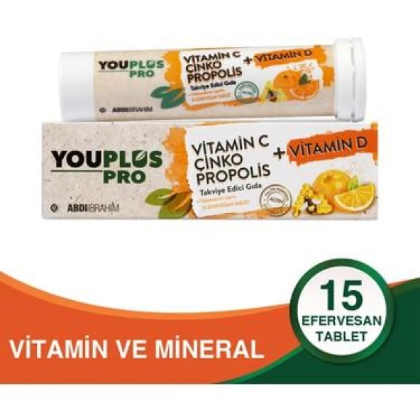 YouPlus Pro Vitamin C Çinko Propolis Takviye Edici Gıda 15 Tablet - Diş Beyazlatıcı Köpük Hediye