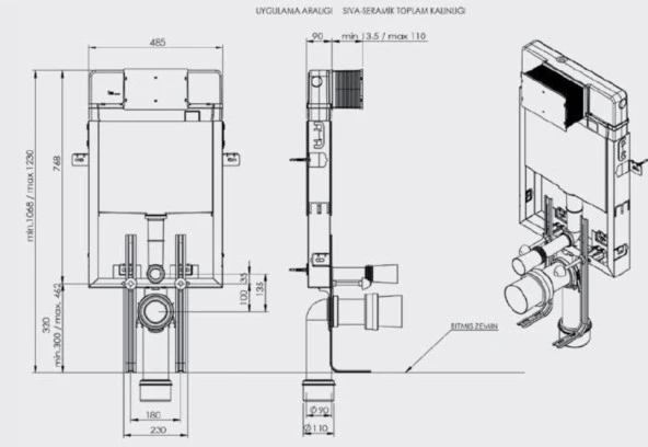 Serel Smooth Gömme Rezervuar (Hela Taşı Uyumlu) ve Kumanda Paneli P400180 - 2