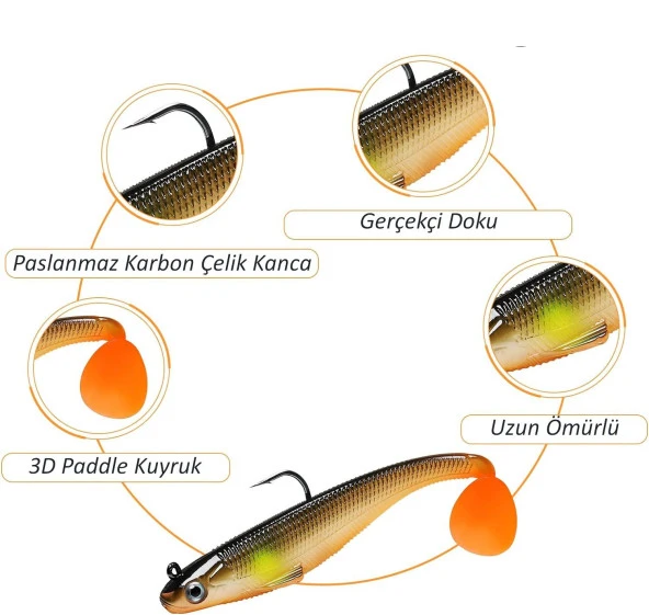 Valkyrie 6 Adet 9cm 12gr Yumuşak Silikon 3D Balık Sahte Olta Yem Seti Wobbler Levrek Yemi - 2