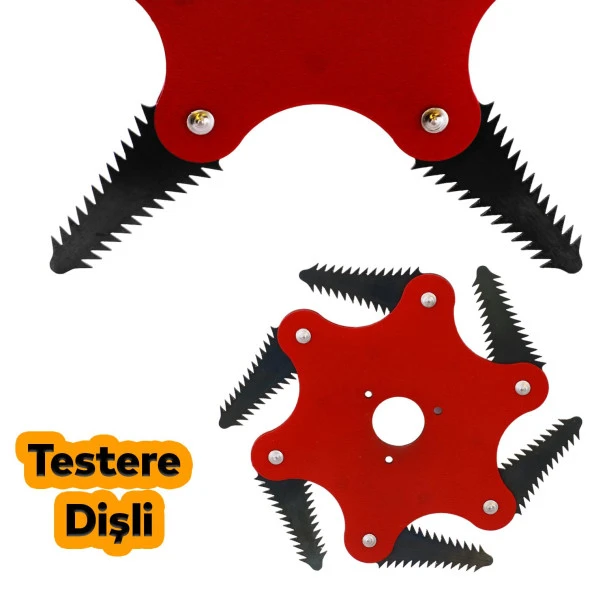 Benzinli Tırpan Metal Çim Çayır Biçme Kesme Aparatı 6 Kollu Testere Dişli Bıçkı Ahtapot Yedek Bıçak - 3