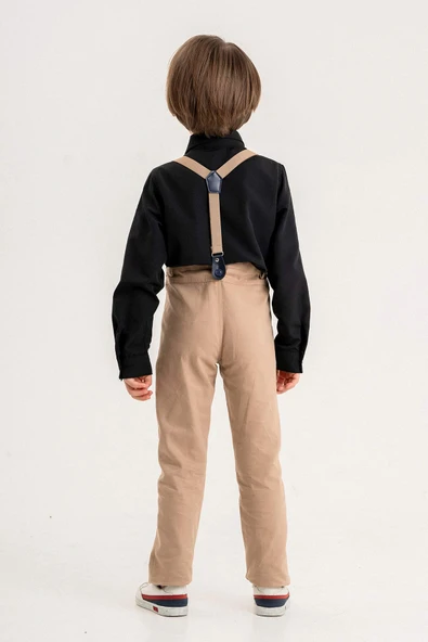 Salopetli Papyonlu Pamuklu 4'lü Erkek Çocuk Gömlekli Takım - Resim 4