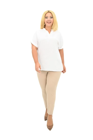 Kadın Büyük Beden Yüksek Bel Pantolon 208 0017-25 - 12