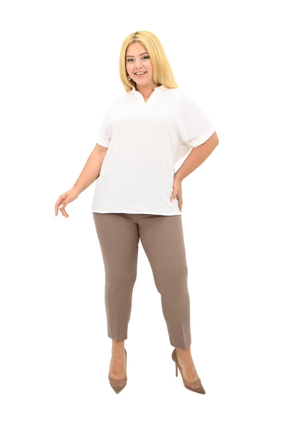 Kadın Büyük Beden Yüksek Bel Pantolon 208 0017-25 - 7