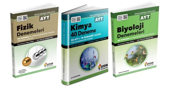 AYDIN YAYINLARI AYT FİZİK + KİMYA + BİYOLOJİ DENEMELERİ