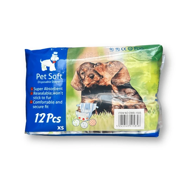 Pet Soft 12 Li Köpek Alt Tuvalet Bezi XS 2-4 Kg