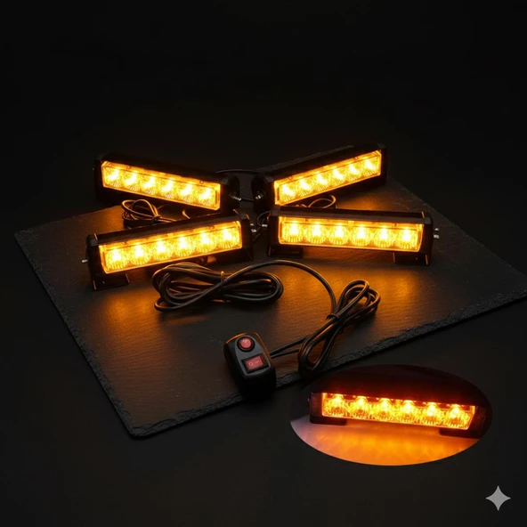 Space Power Ledli Çok Modlu Lamba 4'lü Sarı 12V LAPA194-1 ürün görseli 1