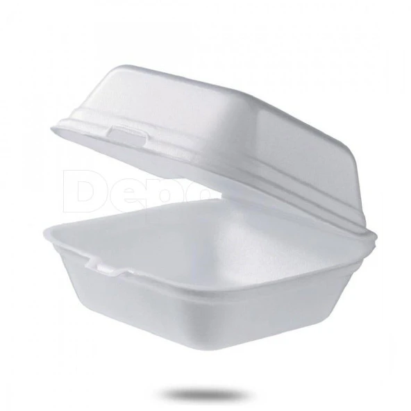 Dağyüce Tek Kullanımlık Köpük Hamburger Kapaklı Kase Kutu - 15x15x8 Cm. - 10 Adet - Resim 3