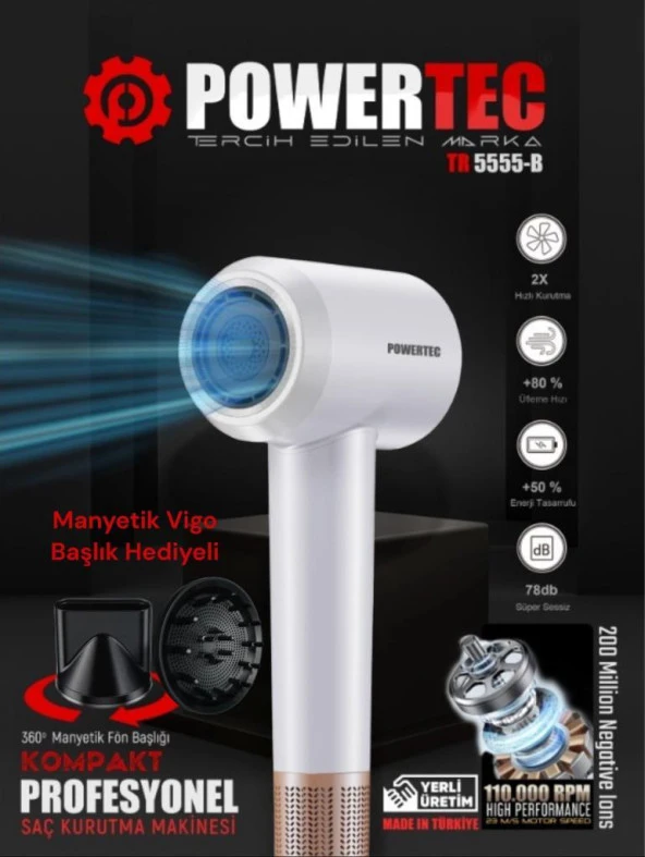 Powertec TR-5555 S Plazma Fön Makinası