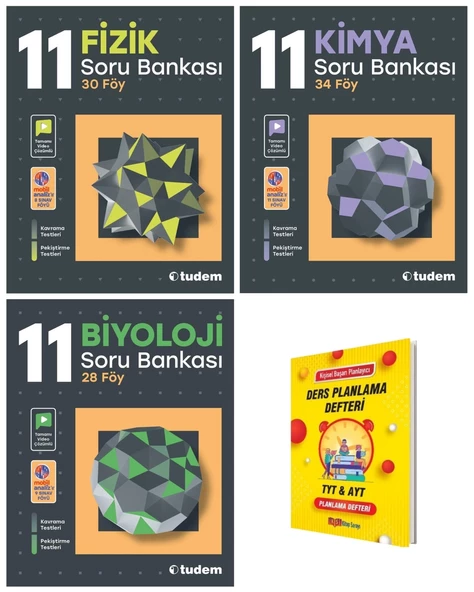 11. Sınıf Fizik Kimya ve Biyoloji Soru Bankası 3lü Set