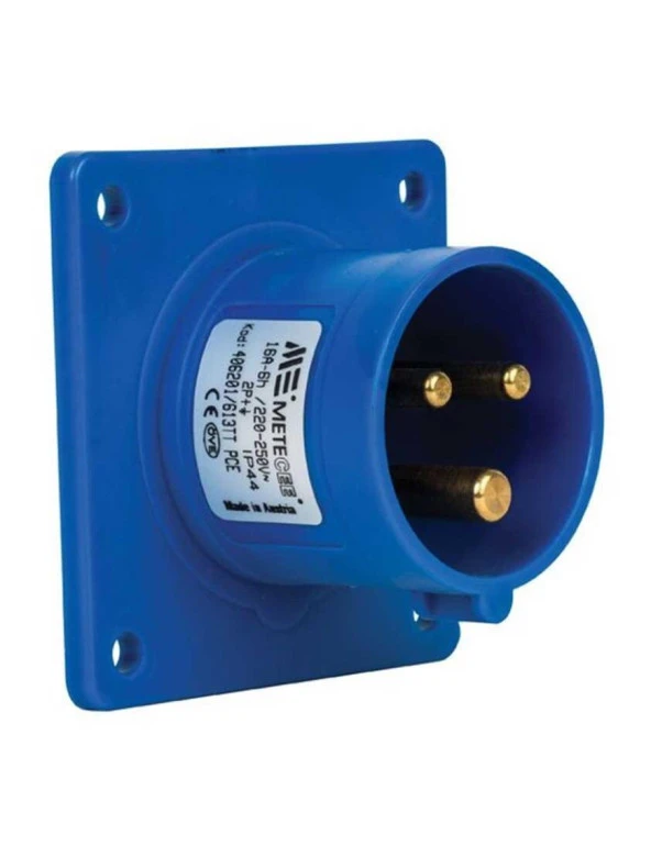 Mete Enerji 406201V 3X16A IP44 Makine Fişi -Flanşlı  -Vidalı Bağlantı 220 V