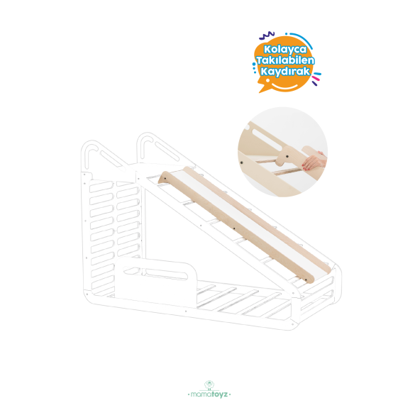 Sleepy Montessori Karyola Ve Ön Aksesuarları Kaydırak Tırmanma Tahtası - 4