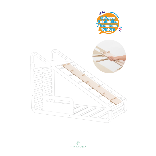 Sleepy Montessori Karyola Ve Ön Aksesuarları Kaydırak Tırmanma Tahtası - 6