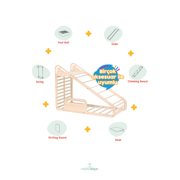 Sleepy Montessori Karyola Ve Arka Aksesuarları Yazı Tahtası Masa Salıncak - 2