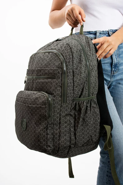 571 collections Ultra Hafif Çok Cepli Su Geçirmez Sırt Çantası Unisex Desenli Haki Yeşili (Model: 571-1B) - Resim 2