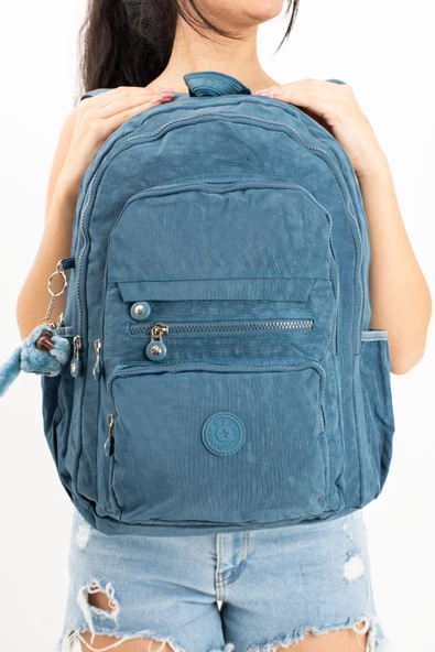 571 collections Ultra Hafif Çok Cepli Krinkıl Sırt Çantası Unisex Mavi (Model: 571-3B) - Resim 3