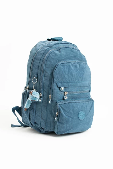 571 collections Ultra Hafif Çok Cepli Krinkıl Sırt Çantası Unisex Mavi (Model: 571-3B) - Resim 5