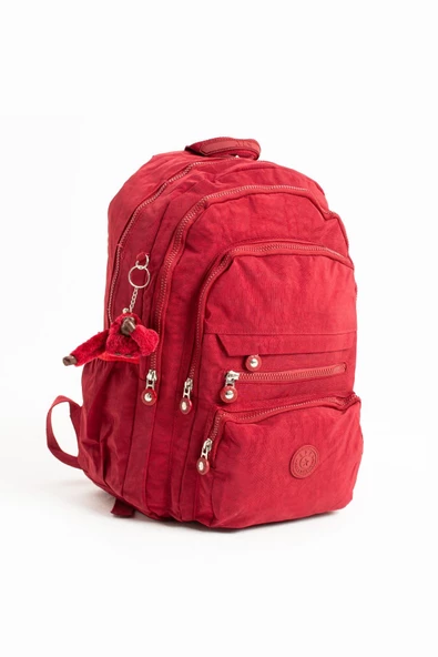 571 collections Ultra Hafif Çok Cepli Krinkıl Sırt Çantası Kırmızı (Model: 571-3B) - Resim 5