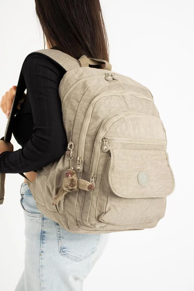 Ultra Hafif Çok Cepli Su Geçirmez Sırt Çantası Unisex Vizon (Model: 571-2A)