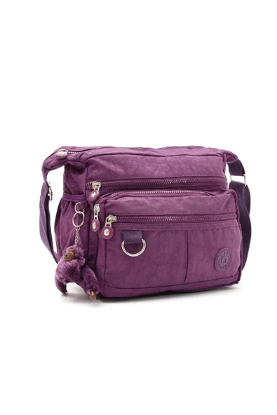Çapraz Askılı Ultra Hafif Çok Cepli Bayan Omuz Çantası Mor (Model: 571-6D) - 5