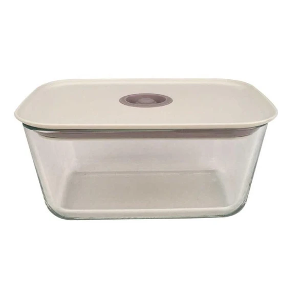 Neoflam Fika Clik Cam Dikdörtgen Saklama Kabı 1380ML Bej