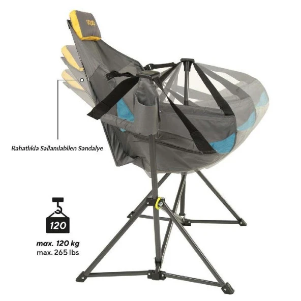 Uquip Rocky Yüksek Konforlu & Salıncak Olabilen Kamp ve Doğa Sandalyesi - 3