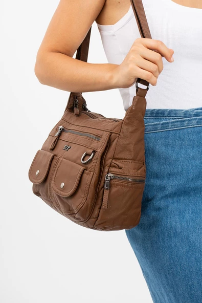 Suni Deri Omuz Çantası Taba (Model: 571-11-10G)