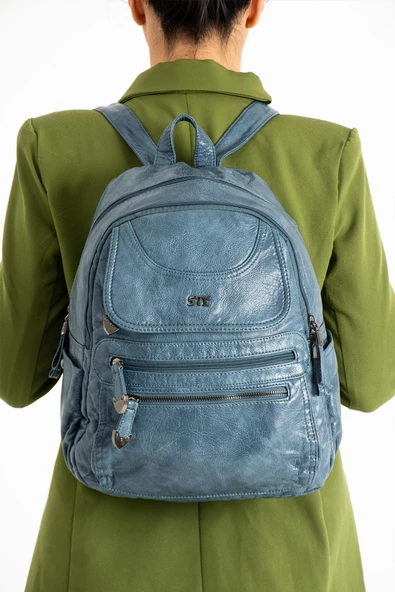 571 collections Suni Deri Sırt Çantası Mavi (Model: 571-11-12G) - 1