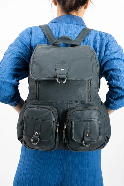 571 collections Yıkanmış Deri Sırt Çantası Mavi (Model: 571-11-11E) ürün görseli