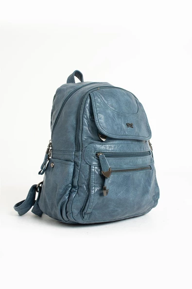 571 collections Suni Deri Sırt Çantası Mavi (Model: 571-11-12G) - 5