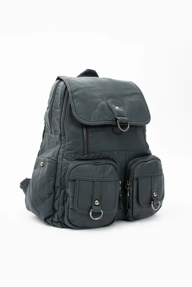 571 collections Yıkanmış Deri Sırt Çantası Mavi (Model: 571-11-11E) - Resim 5