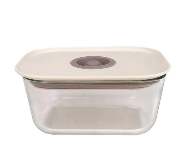 Neoflam Fika Clik Cam Dikdörtgen Saklama Kabı 470ML Bej