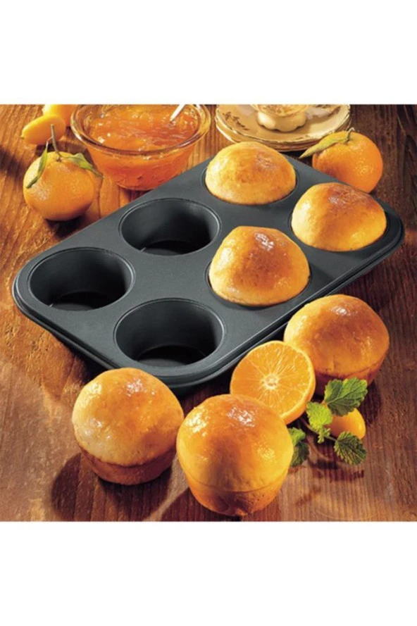 Teflon Yanmaz Yapışmaz 6lı Muffin Cupcake Kek Kalıbı