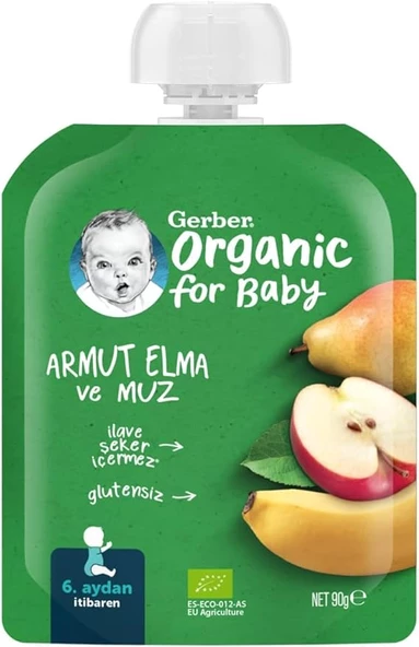 Gerber Organik Armut Elma ve Muz Püresi 90 g x 7  ElmalıveMuzluArmutPüresi7Adet