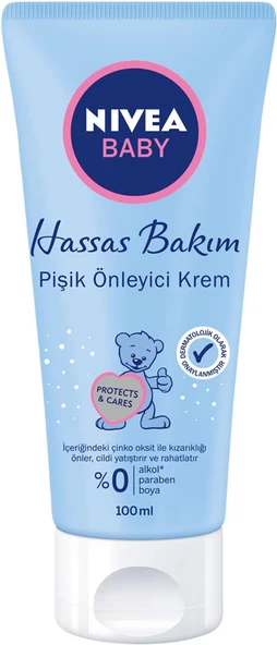 NIVEA Baby Pişik Önleyici Krem 100 ml, Hassas Bebek Cilt, Bebek Bakımı,Panthenol ile Cilt Tahrişi Ö