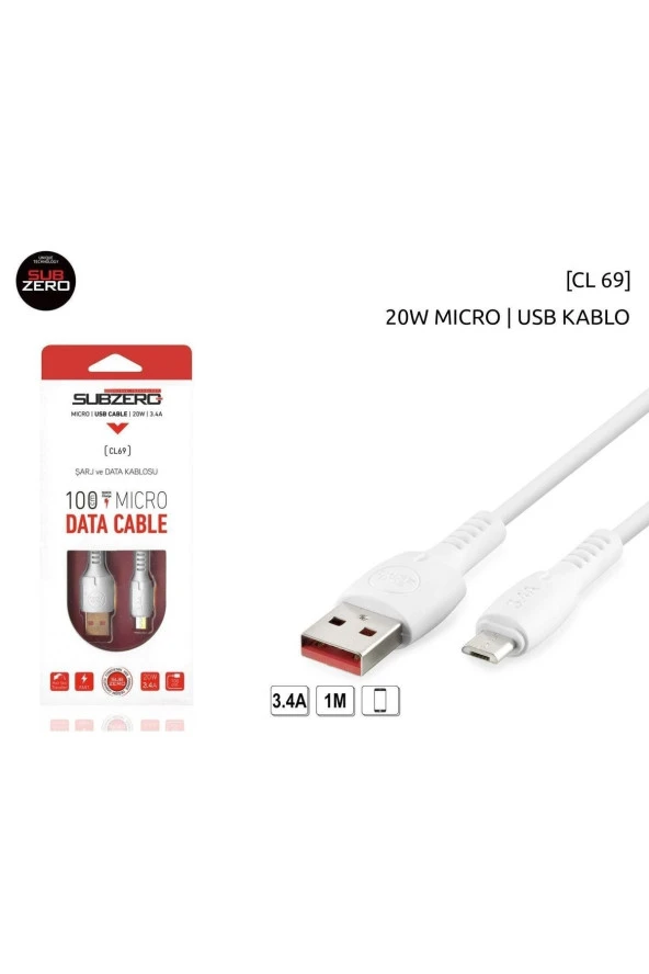 Hasırcıjet Cl69 20w 3.4a Mıcro Usb Kablo 1 M