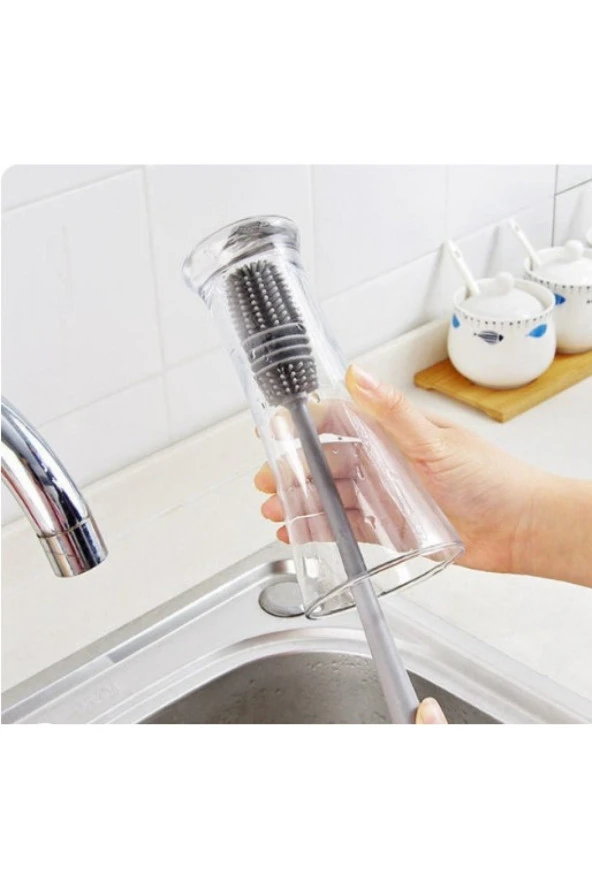 Silikon Bardak Ve Kavanoz Yıkama Fırçası Uzun Saplı - 4