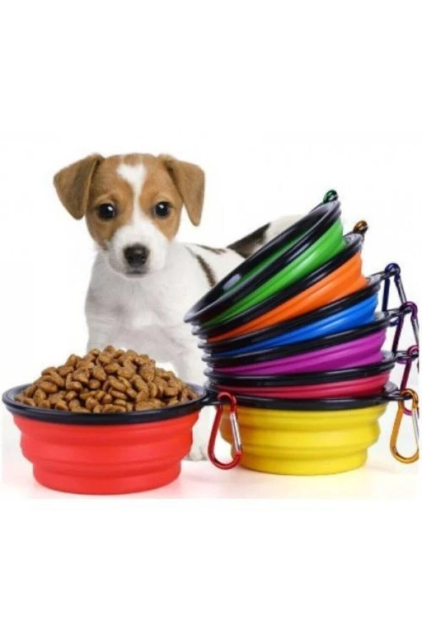 Katlanabilir Kedi Köpek Mama Ve Su Kabı Evcil Hayvan Kap Taşınabilir